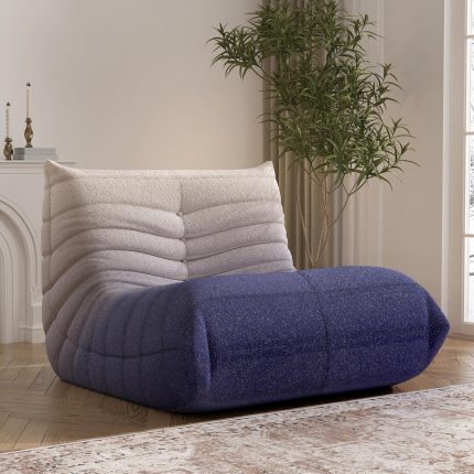 Bean Bag Chair, Fireside Chair Bean Bag Sofa Large Bean Bag Chair for Adults, Bean Bag Chairs for Teens with High Density Comfortable Foam, Memory Foam Bean Bag for Living Room, Bedroom (Blue&White)