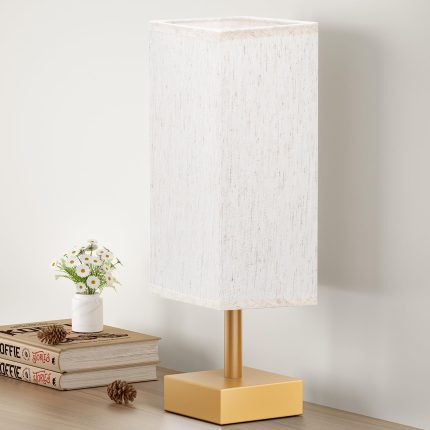 aooshine White Small Table Lamp - Bedside Lamp for Bedroom, Minimalist Nightstand Lamp with Silver Base, Desk Lamp for Kids Room Dorm
