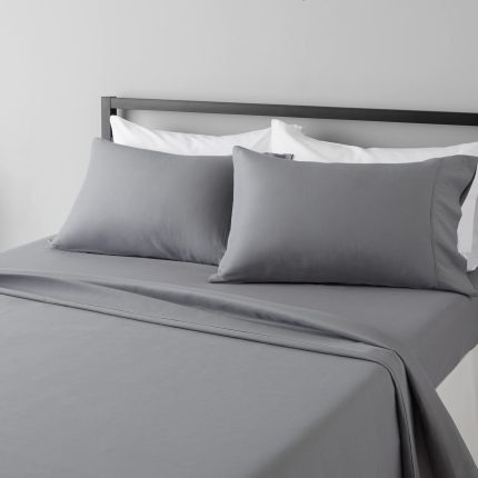 Lightweight Super Soft, Wrinkle-Free Luxury Microfiber 4 Piece Bed Sheet Set with 14-Inch Deep Pockets, Full, Dark Gray, Solid
