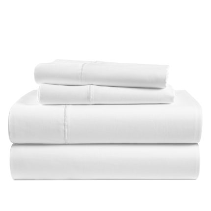 100% Egyptian Cotton King Sheets Set – 4 Piece Sateen Weave Bed Sheets, Ultra Soft, 16" Deep Pocket, Luxury King Size Sheet Set – White