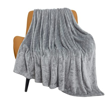 Fleece Blanket Super Soft Cozy Throw Blanket 50" x 60", Lightweight Fuzzy Comfy Textured Flannel Blanket Warm Plush Throw Blankets for Couch, Sofa, Bed, Light Grey