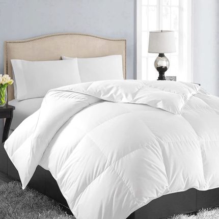 Queen Size Down Alternative Comforter - Quilted Duvet Insert for All Seasons, Soft Lightweight with Corner Tabs, Summer Winter Warm Bedding, White 88×88 Inches