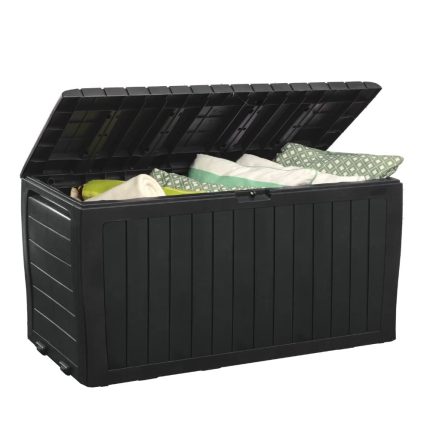Marvel Plus 71 Gallon Resin Outdoor Storage Box for Patio, Balcony & Garden ? Weather-Resistant Deck Box for Cushions, Pillows, Pool Floats & Tools, Dark Grey
