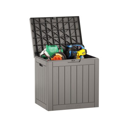 Outdoor Storage Box, 31 Gallon Deck Box Indoor and Outdoor Use, Waterproof Resin Storage Bin for Package Delivery, Patio Cushions, Gardening Tools, Lockable, UV Resistant, Grey